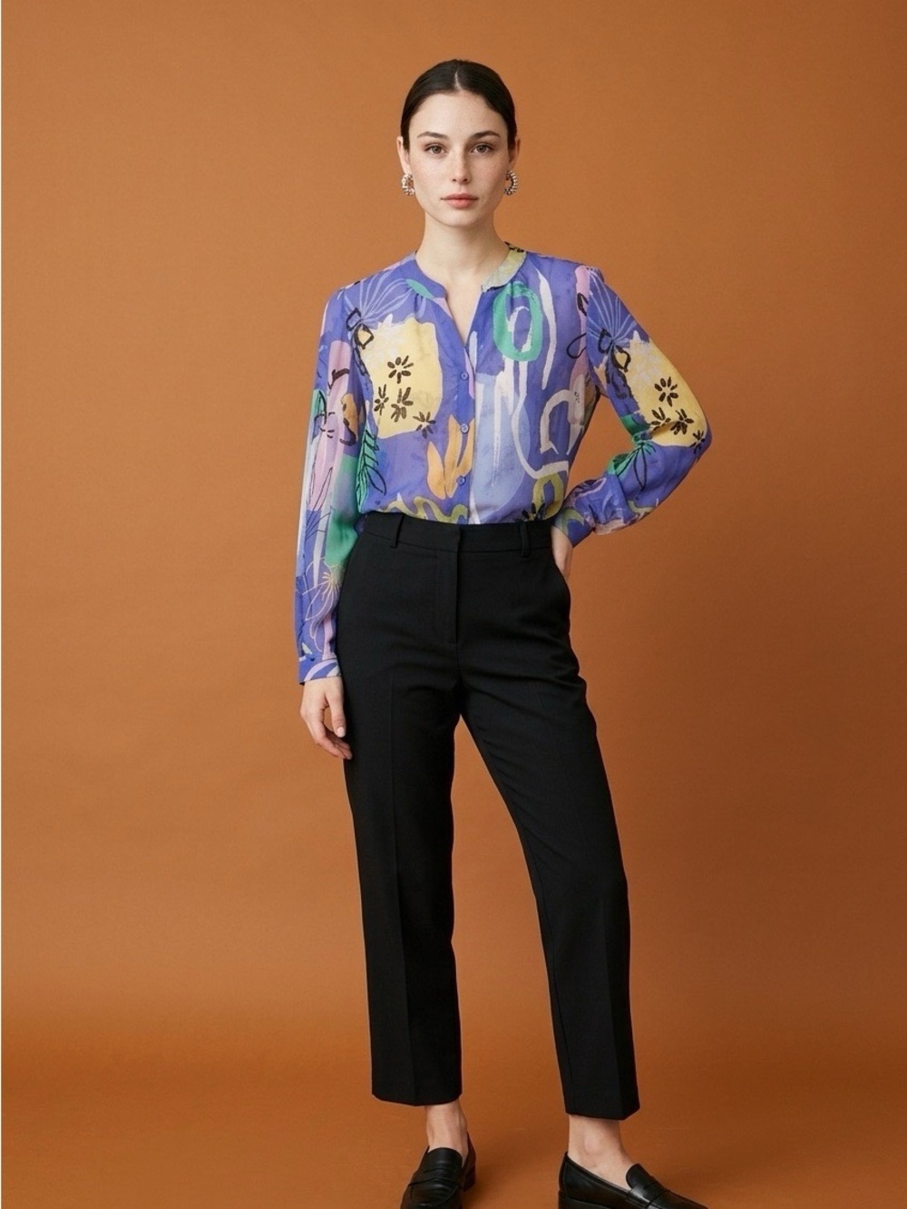 Chico's Floral Button Down Blouse